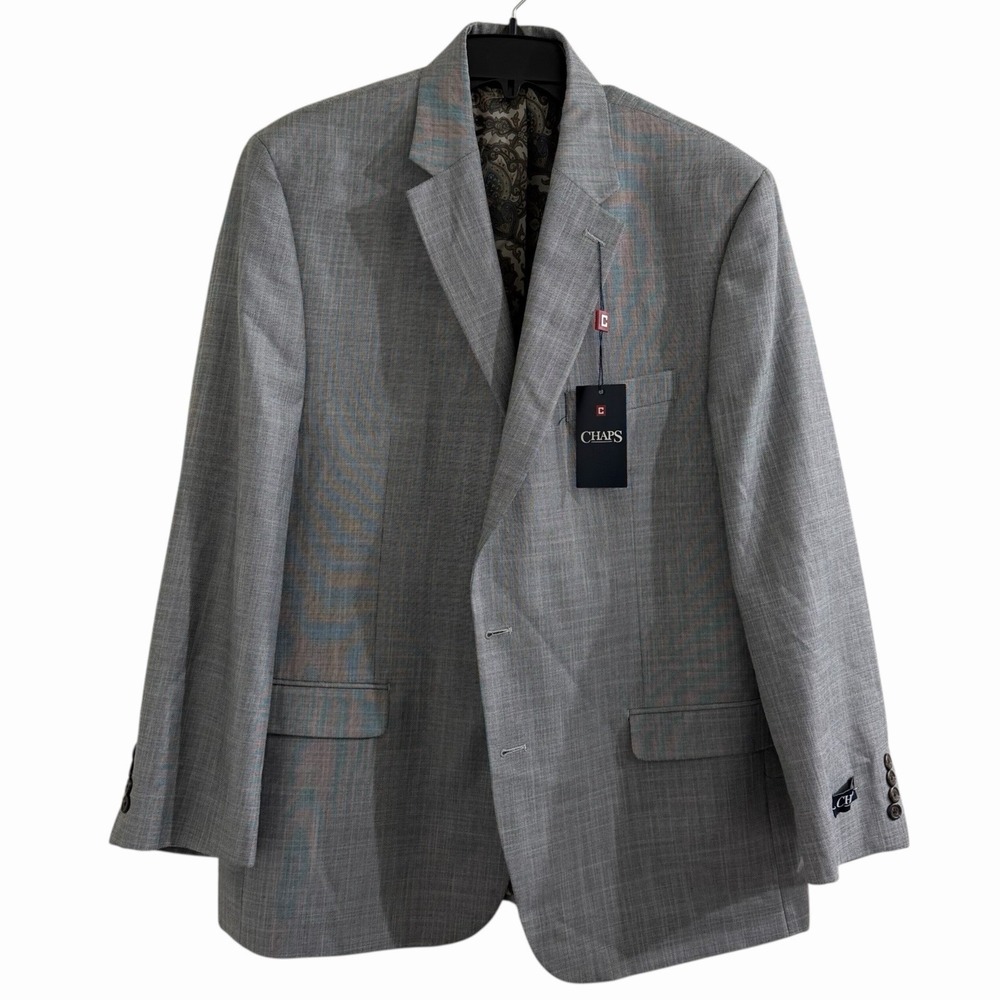 Chaps Mens 46R‎ Light Gray Sport Coat Paisley Lined Blazer Jacket NWT
